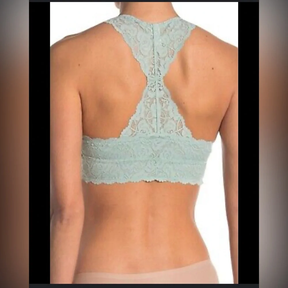 Mint green lace racer back galloon bra bralette boho S free people design